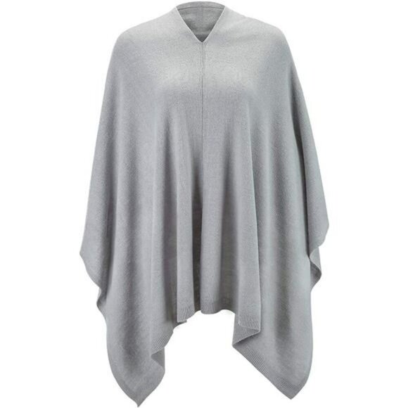 Women Poncho Sweater Soft Knitted Faux Cashmere Shawl Wrap Scarf Cape Gift - Picture 2 of 7